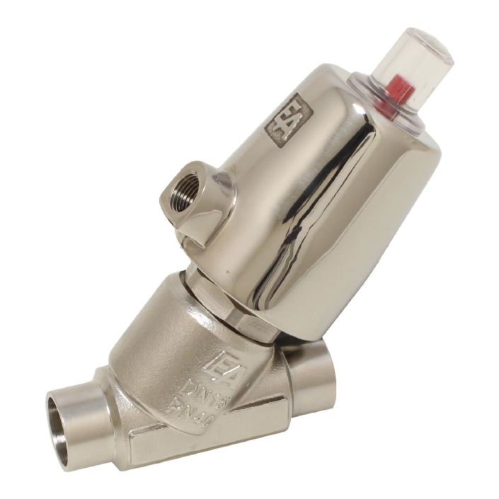 Pressure actuated valve, DN15, SK32-brass, OS, to stainless steel / PTFE, calm with medium