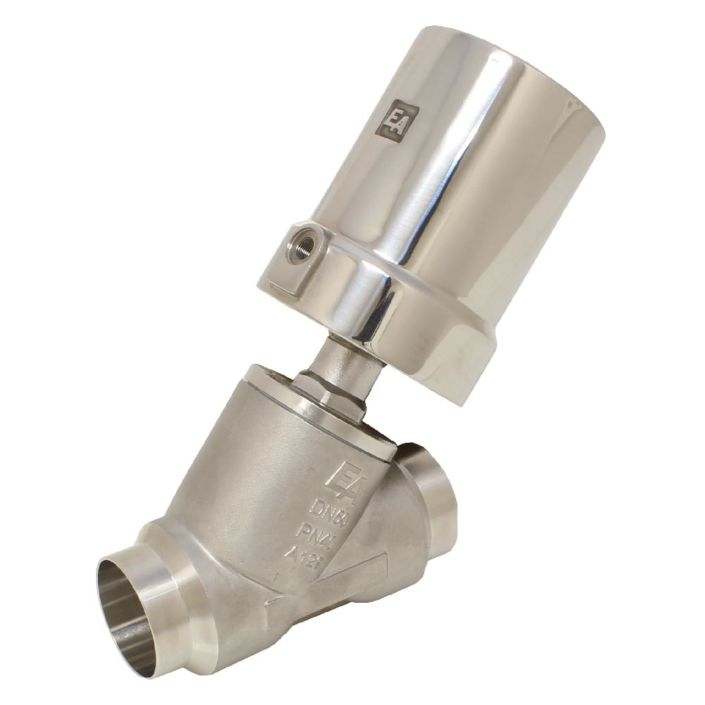 Pressure actuated valve, DN40, SK80-brass, to stainless steel / PTFE, calm with medium