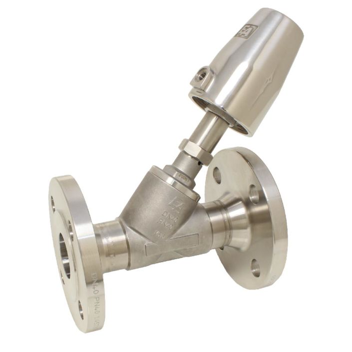 Pressure actuated valve, DN40, SK63-stainless stee, to stainless steel / PTFE, calm with medium
