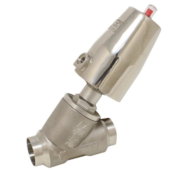 Pressure actuated valve, DN25, SK63-stainless stee, Stainless steel / PTFE, acting against medium