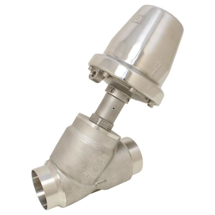 Pressure actuated valve, DN65, SK125-stainless ste, Stainless steel / PTFE, acting against medium