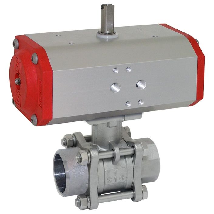 Ball valve DN15 MA-welding face, with drive ED43, Stainless steel / PTFE FKM, double acting