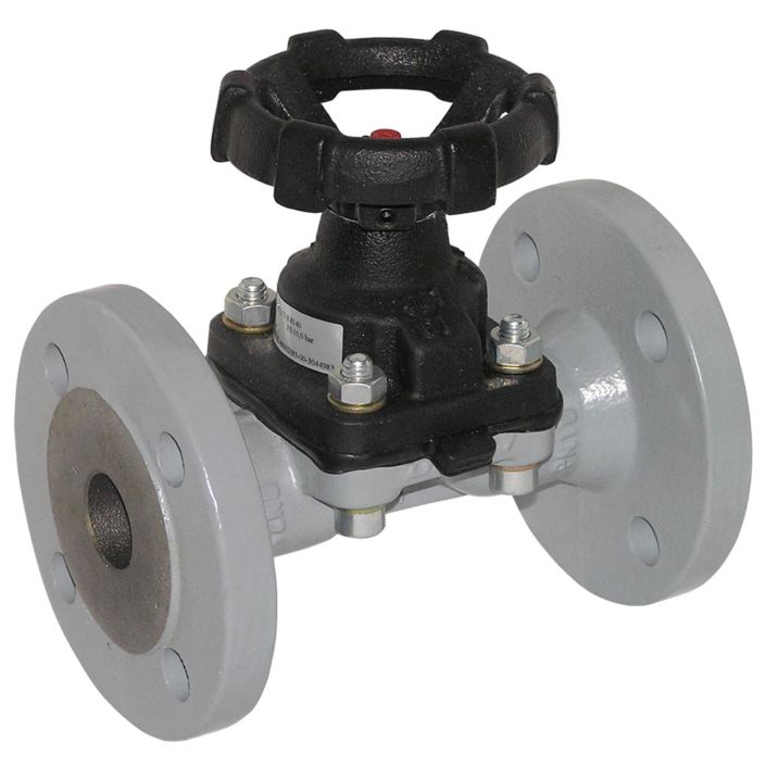 Diaphragm valve manual operated, DN25-FL, 0-10bar, GG-25/EPDM, flanged execution