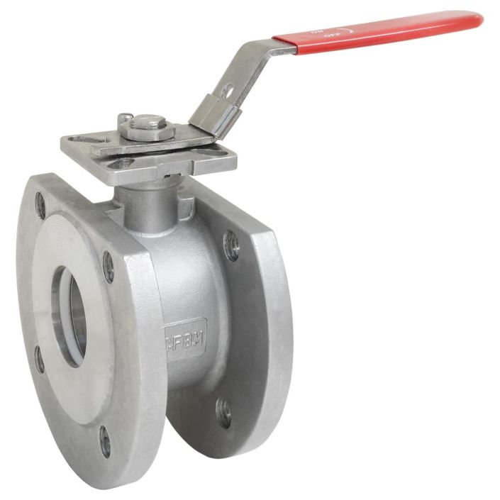 Wafer-type ball valve DN65, PN16, Stainless steel 1.4408/PTFE-FKM, ISO5211