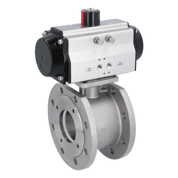 Ball valve MK, DN80, with drive-OD, DW85, Stainless steel 1.4408 / PTFE FKM, double acting