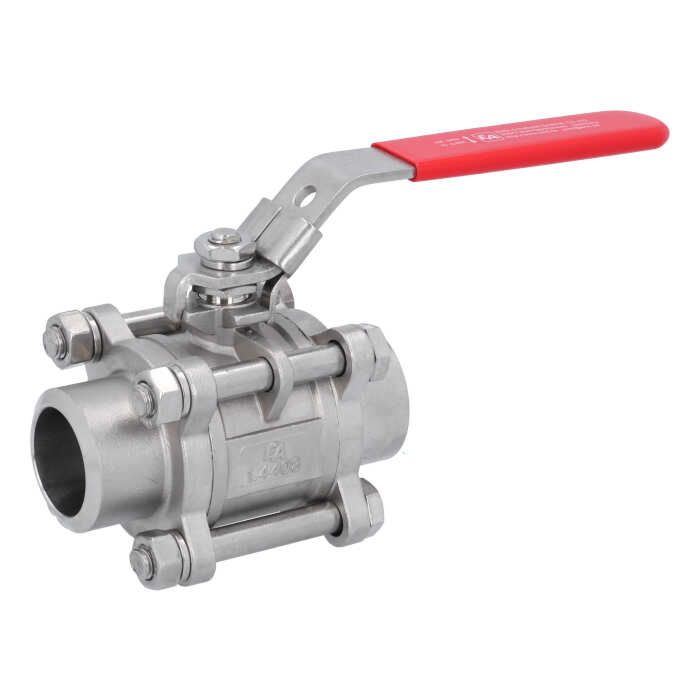 Ball valve DN32, PN40, 1.4408 / PTFE, Weld ends, full bore, DIN3202-S13