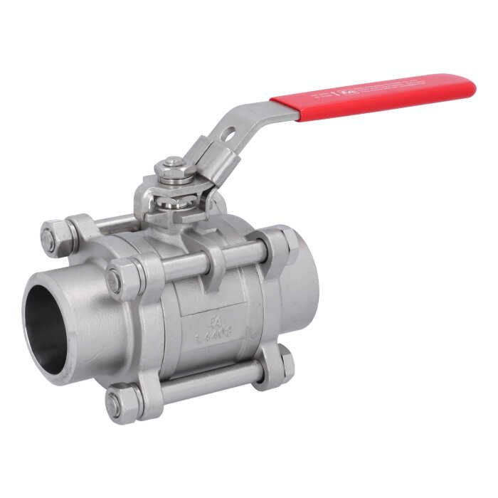 Ball valve DN40, PN40, 1.4408 / PTFE, Weld ends, full bore, DIN3202-S13