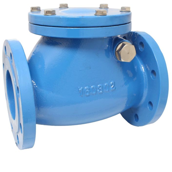 Swing-check valve DN200, PN10, EN 558-1 R48, GGG-50/NBR