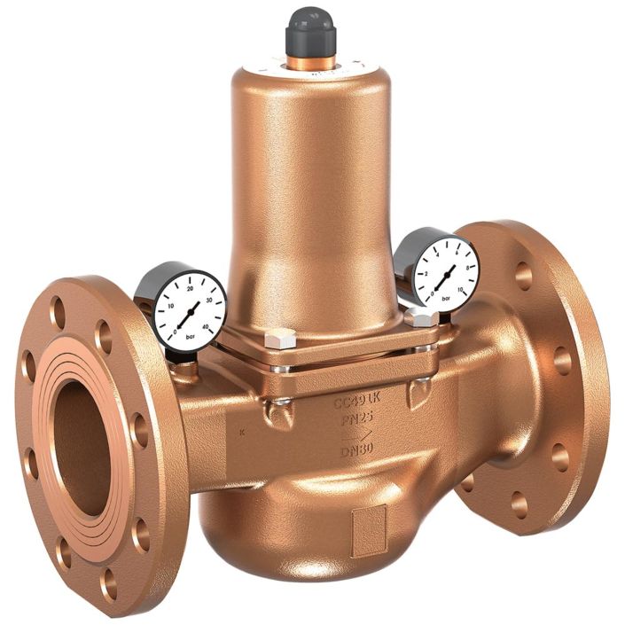 Pressure reducer DN80 flange, red brass / EPDM, Inlet pressure: max. 16bar, outlet pressure: 1-8ba