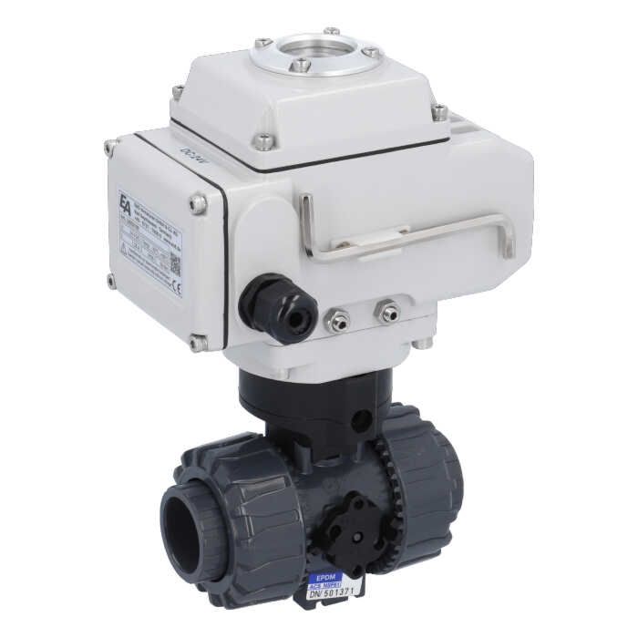 Ball valve-SH, DN10/d16, actuator-LE05, PVC-U/PTFE-EPDM, 230VAC, operating time app.20s