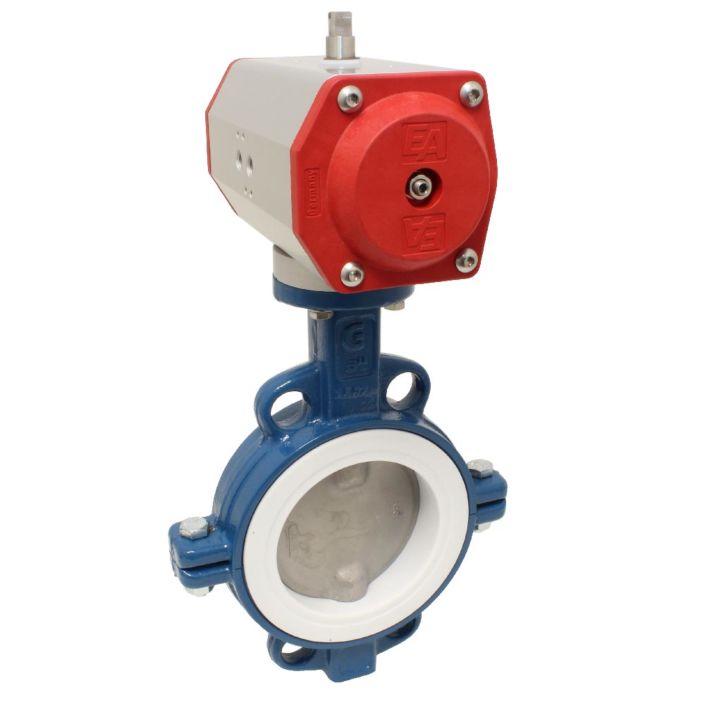 Butterfly valve-TA, DN80, with drive-ED, DW70, Cast ironG / steel / PTFE, double acting