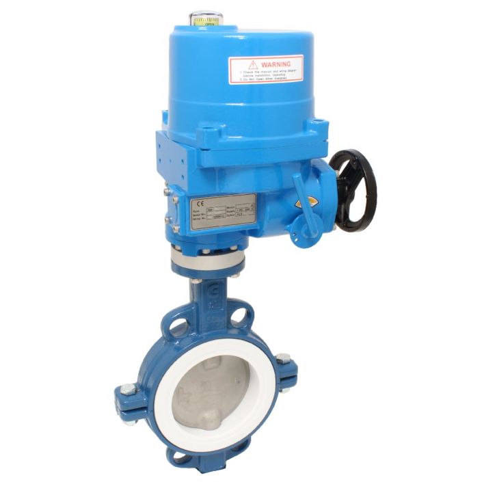 Butterfly valve-TA, DN100, with drive NE09, Cast ironG / steel / PTFE, 230V 50Hz, Duration 17s