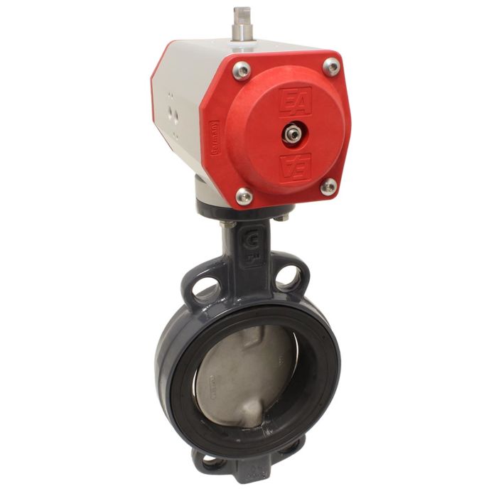 Butterfly valve-TA, DN80, with actuator-EE, EW85, Alu/stainless steel/viton, spring return