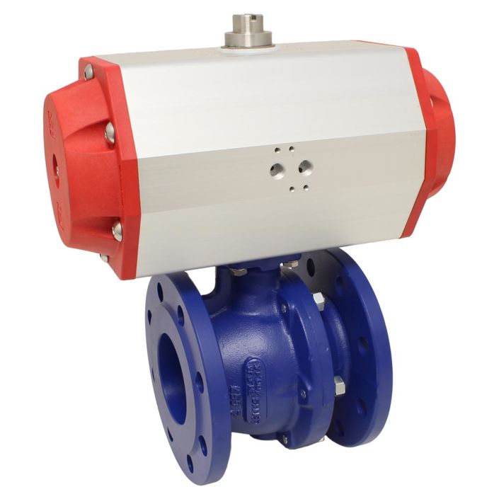 Ball valve TF, DN50, with drive-EE, EE85, Cast iron-40 / brass-hard-chrome plated, PTFE / NB