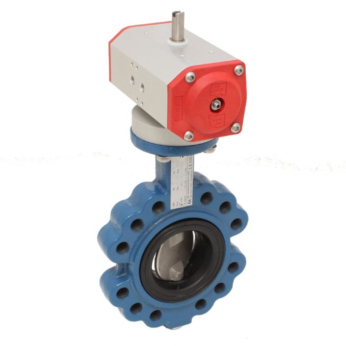 Butterfly valve LUG, DN40, with drive-ED, DW55, Cast ironG / steel / NBR, double acting
