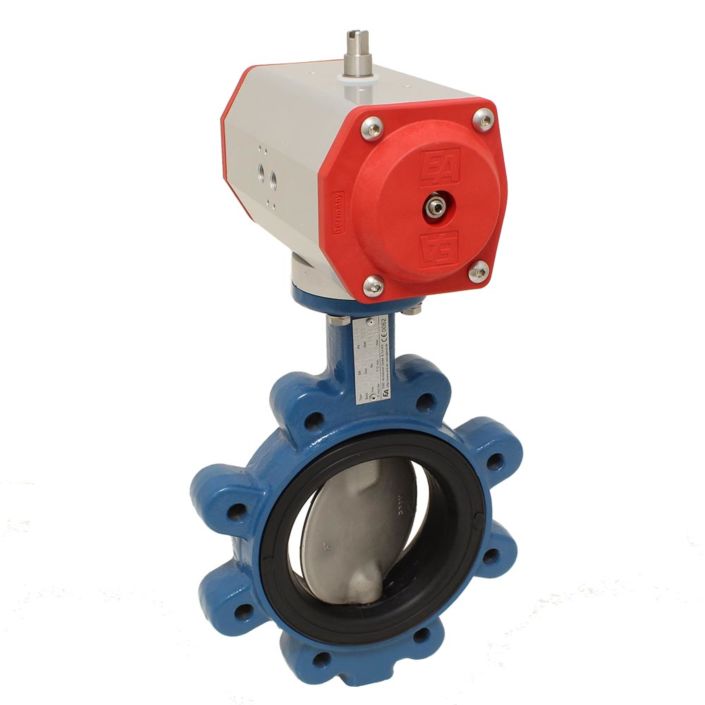 Butterfly valve LUG, DN80, with drive-ED, DW63, Cast ironG / steel / NBR, double acting