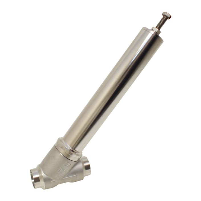 Spill valve, DN25, medium pressure: 0.4-3.5bar, stainless steel / PTFE, acting to spring to close