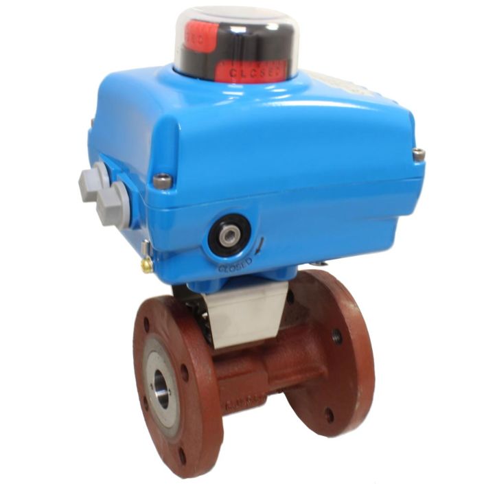 Ball valve VO, DN40, with drive NE05, Cast iron-25, PTFE / NBR / stainless steel, 24V DC