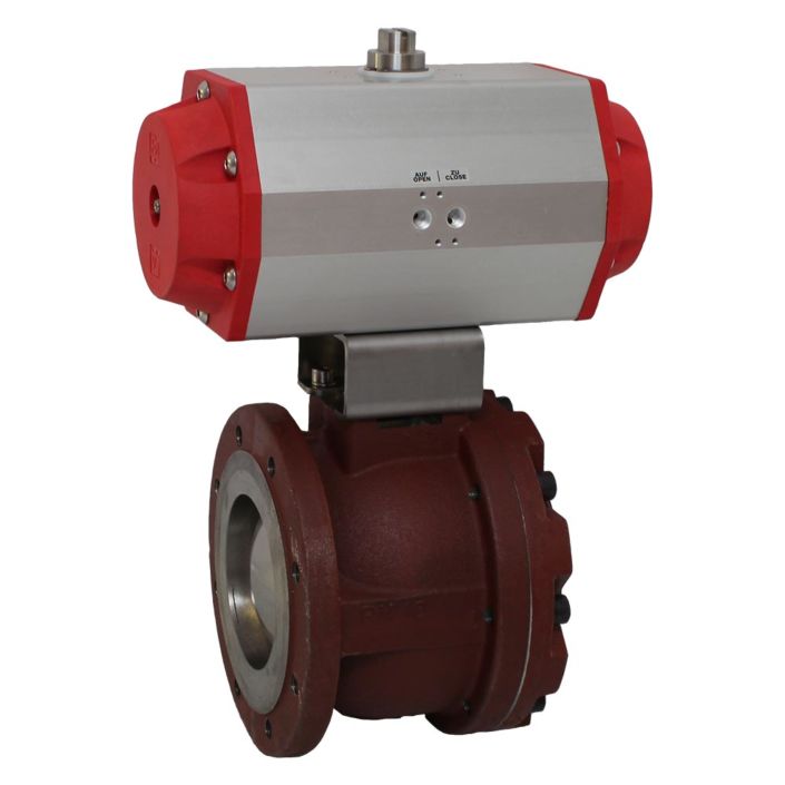 Ball valve VO, DN50, with drive-ED, DW63, Cast iron-25, stainless steel 1.4301, PTFE PTFE / 