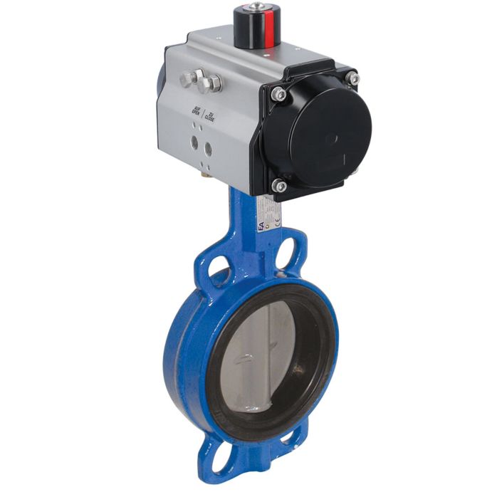 Butterfly valve-WA, DN150, with actuator OE, SR140, Stainless steel/stainless steel/EPDM,spring return