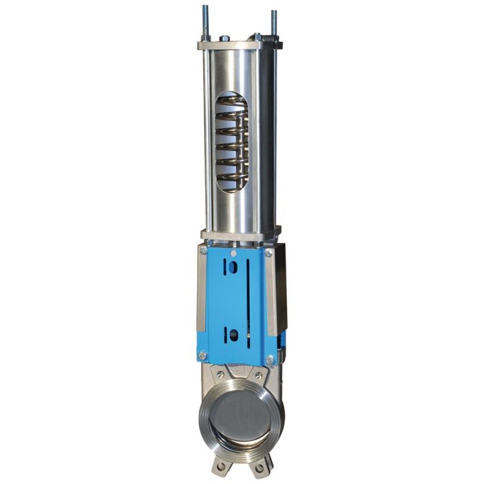 Knife-Gate-Valve, st.st/metal, DN100, PN10, stainl.steel/stainl.steel, single acting, NO