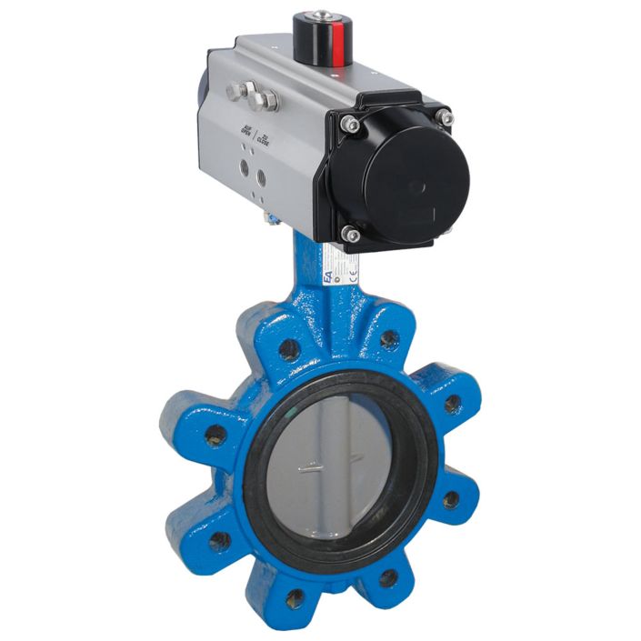 Butterfly valve WM, LUG, DN50, with actuator OE75, Cast iron-40/st. steel/EPDM, spring return, DVGW-W