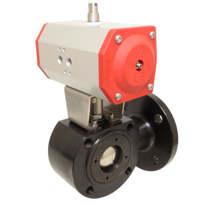 Ball valve-WT, DN15, with drive EE, EW55, Steel / PTFE FKM NBR, T-port, spring return