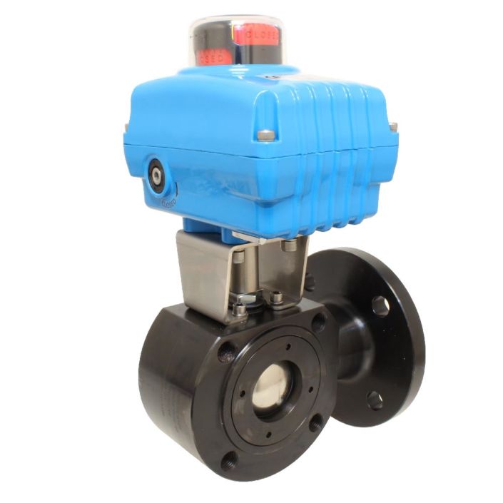 Ball valve-WT, DN65, with drive-NE09, Steel / PTFE FKM NBR, T-port, 24V DC, 17sek.