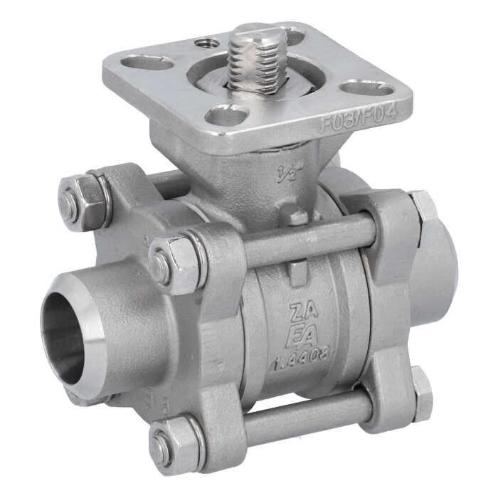 Ball valve DN15, PN64, 1.4408 / PTFE FKM, Weld ends, ISO 5211, DIN3202-S13