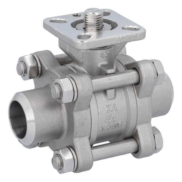 Ball valve DN20, PN64, 1.4408 / PTFE FKM, Weld ends, ISO 5211, DIN3202-S13