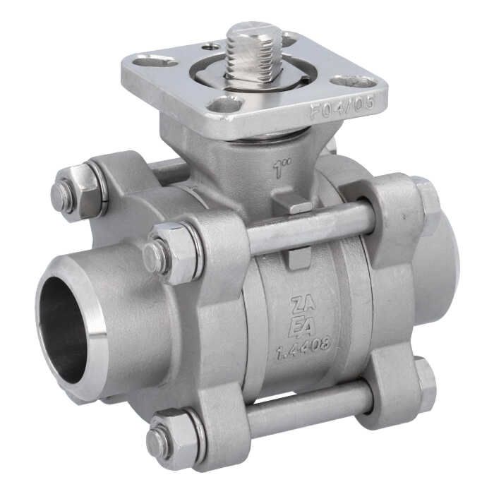 Ball valve DN25, PN64, 1.4408 / PTFE FKM, Weld ends, ISO 5211, DIN3202-S13