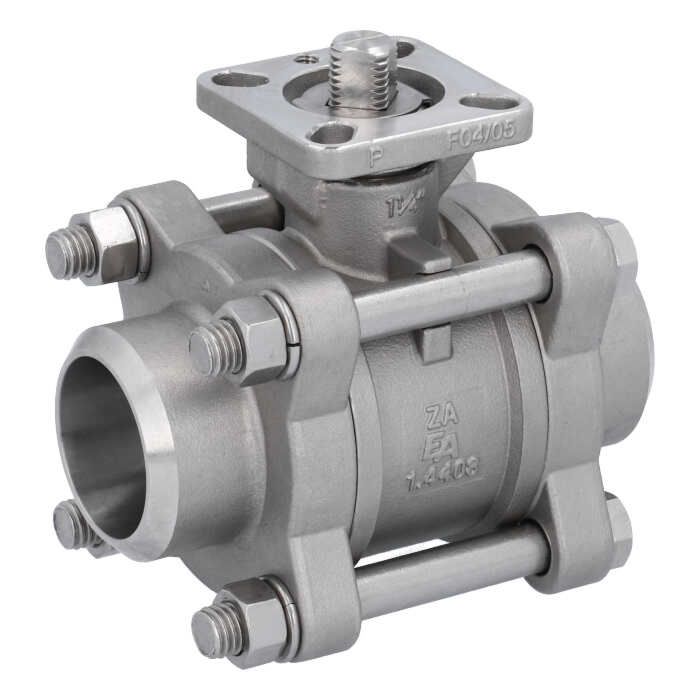 Ball valve DN32, PN64, 1.4408 / PTFE FKM, Weld ends, ISO 5211, DIN3202-S13