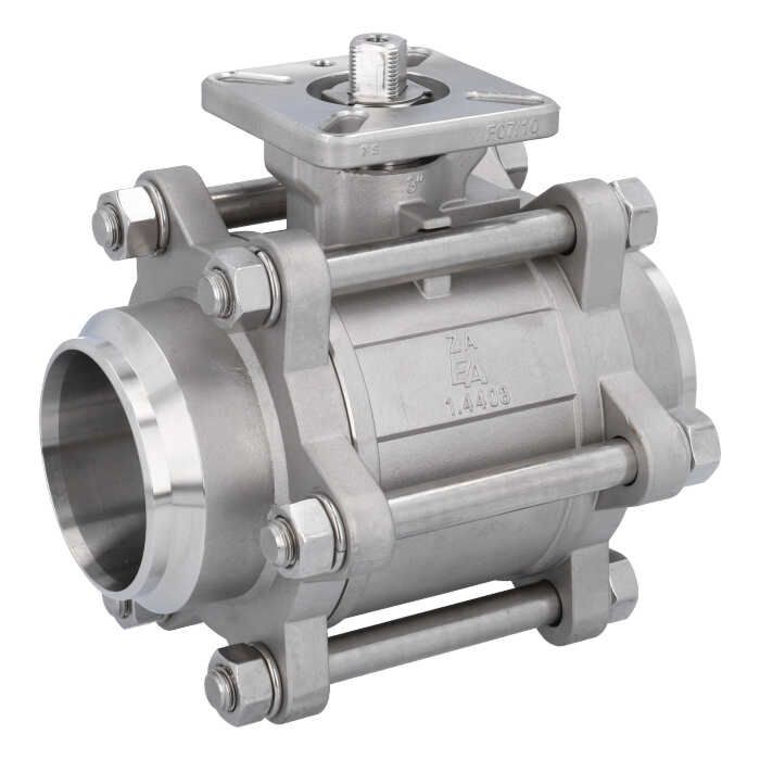 Ball valve DN100, PN64, 1.4408 / PTFE FKM, Weld ends, ISO 5211, DIN3202-S13