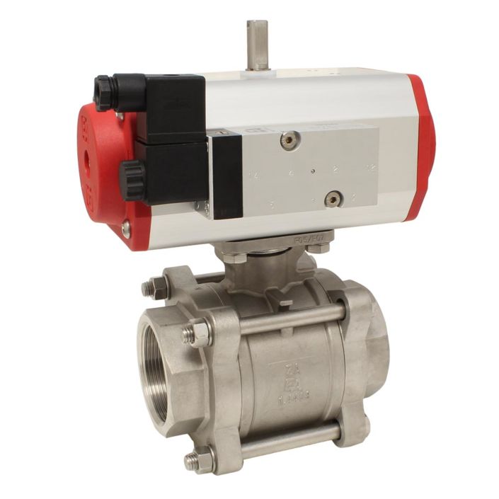 Ball valve DN15 ZA-welding face, with drive ED43, Stainless steel / PTFE FKM, double acting
