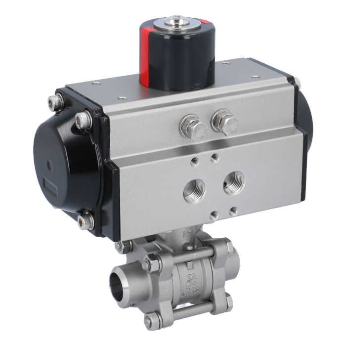 Ball valve ZA DN15-butt welded, actuator OD50, Stainless steel/PTFE-FKM, double acting