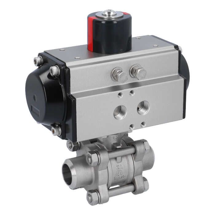 Ball valve ZA DN20-butt welded, actuator OD50, Stainless steel/PTFE-FKM, double acting