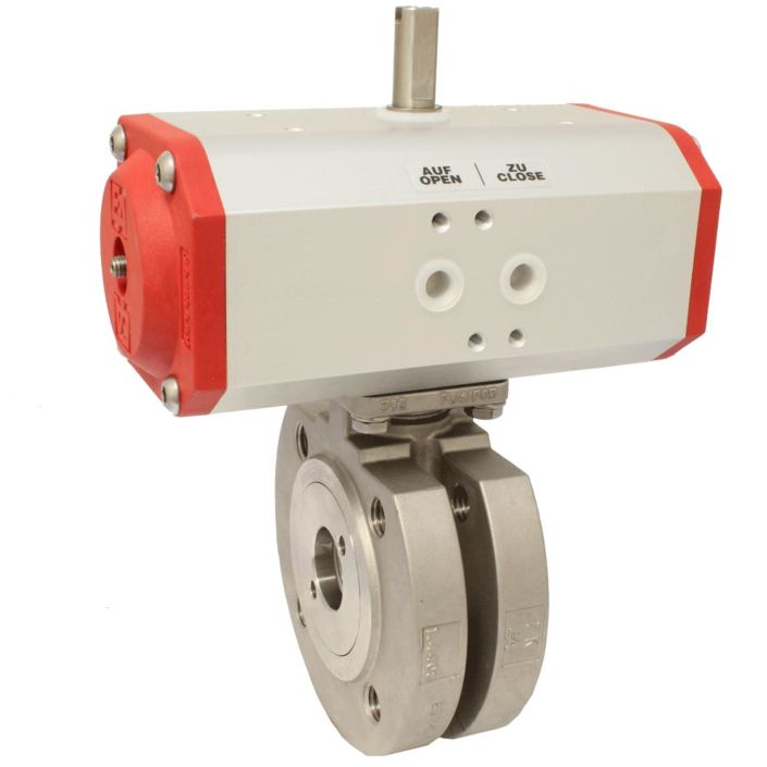 Ball valve ZK, DN15, with actuator-ED, DW55, stainl. steel/PTFE-FKM, cavity free, double acting