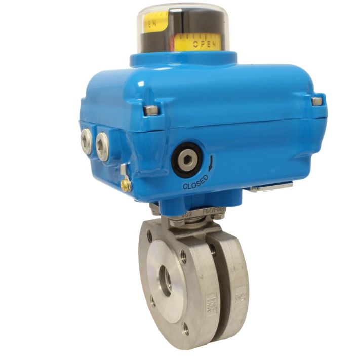 Ball valve ZK, DN15, with drive-NE05, stainless steel/PTFE-FKM, of voids, 24V DC, term 8