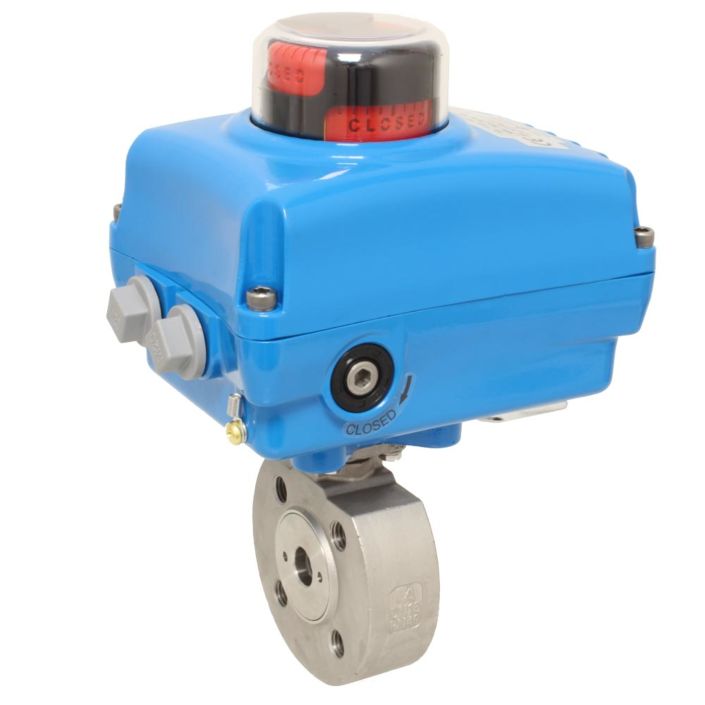 Ball valve ZK, DN15, with drive-NE05, stainless steel/PTFE-FKM, of voids, 230V 50Hz, wit