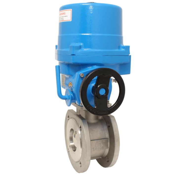Ball valve ZK, DN50, with drive-NE06, stainless steel/PTFE-FKM, of voids, 24V DC, term 1