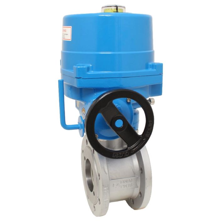 Ball valve ZK, DN125, with drive-NE28, Steel / PTFE PTFE, 24V DC, run time 24 seconds.