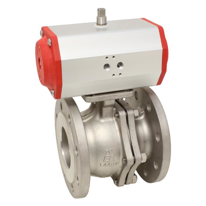 Ball valve ZP, DN25,with Drive-EE, EW63, stainless steel1.4408 / PTFE FKM, spring return