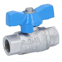 Ball valve 1/4 ", PN40, brass / PTFE FKM, Female, full bore, butterfly handle blue